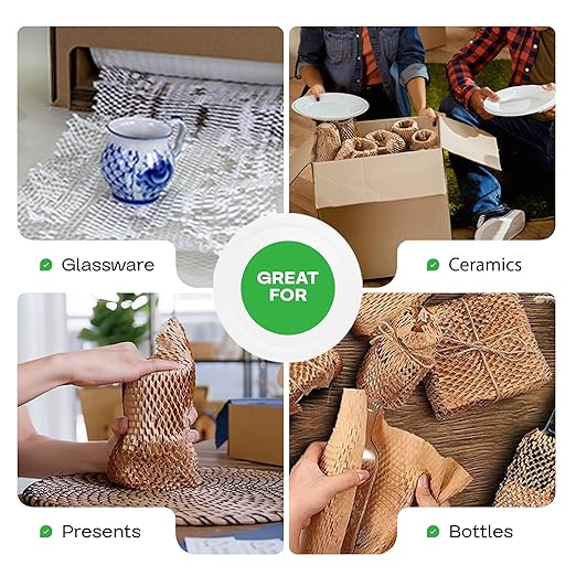 IDL Packaging 15.25" x 1400' Refill Roll (Pack of 1) for MP-1400USW HexcelWrap Honeycomb Packing Paper Station, White - Protective Kraft Paper with Interlocking Slit Design for Shipping