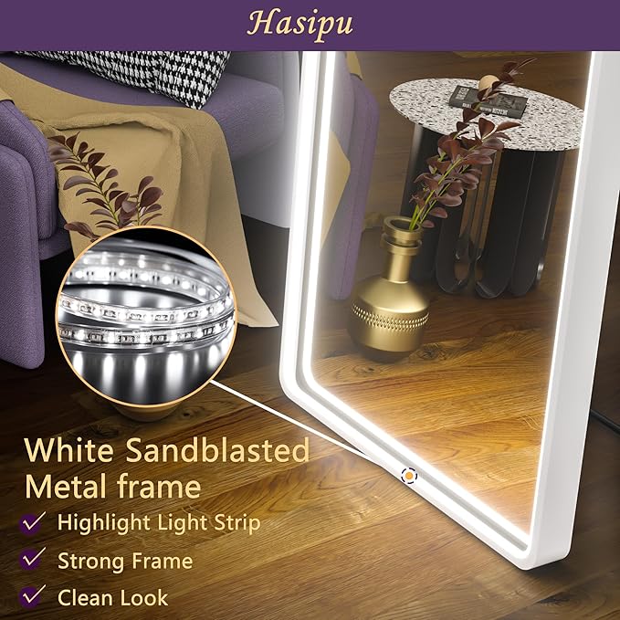 Hasipu 71" x 28" Led Mirror - Full Length, Arch Design, Wall Mounted, Dimming & 3 Color Modes