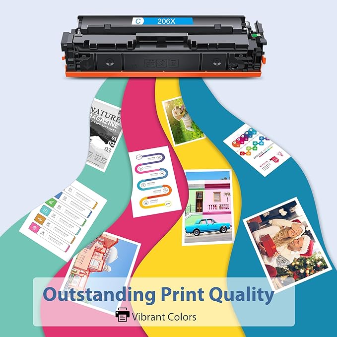 206X Toner Cartridges High Yield 4 Pack Compatible for HP 206X 206A Set for HP Color Laserjet Pro M255dw M255nw MFP M283fdw M283cdw M282nw M283fdn Printer(Black/Cyan/Yellow/Magenta)