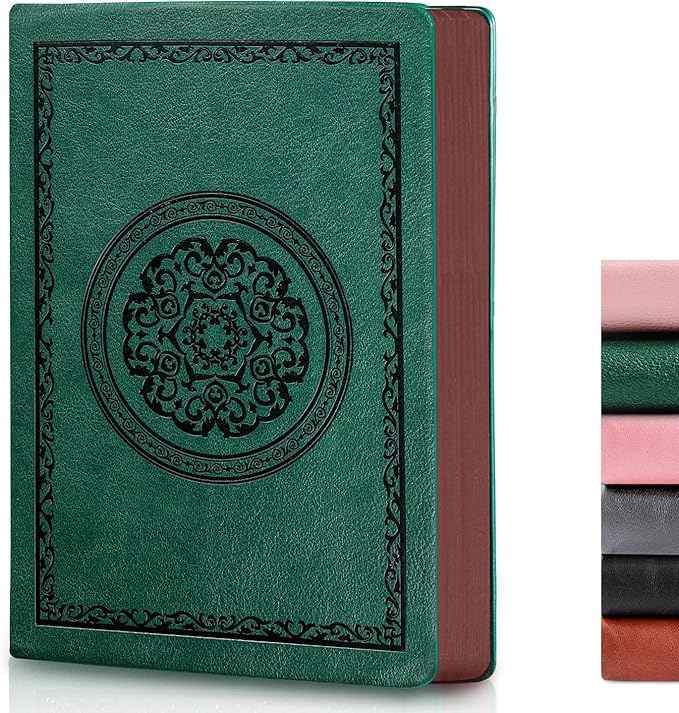 2025 Leather Vintage Journal Notebook,300 Pages,Leather Softcover Lined Journal Notebooks for Women Men,Notebook Journals for Writing Travel,Business,Office,5.7'' X 8.3'',Green