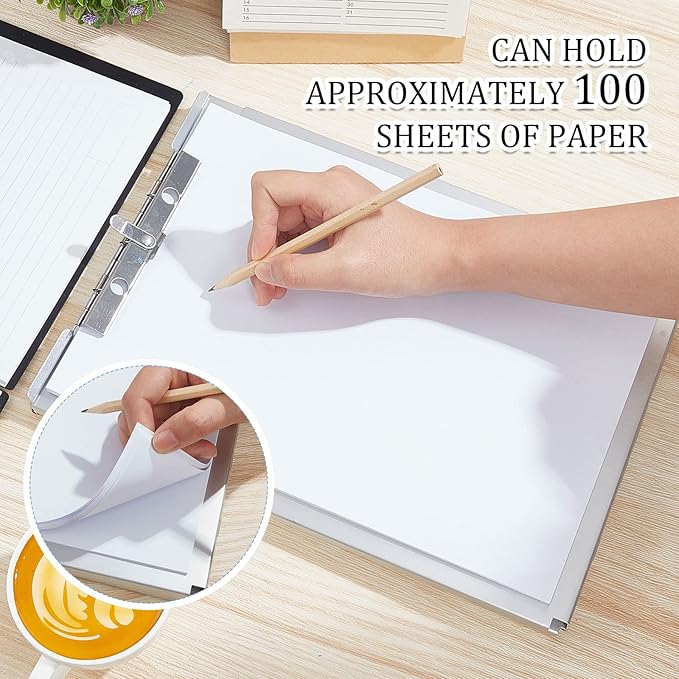 Henoyso Metal Storage Clipboard Bulk Heavy Duty Aluminum Clip Board for Teacher Contractor Medical Construction Office School Classroom, 12.6x9.2x1 Inch, Fit Letter Size 8.5x11 Inch Paper(4 Pcs)