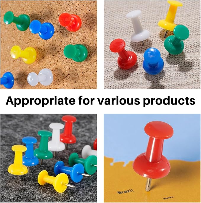 120Pcs Push Pins for Bulletin Board, Thumb Tacks for Cork Board, Colorful Plastic Head, Steel Tip, Thumbtacks for Wall Poster Photo Maps Pictures Office Home Decor