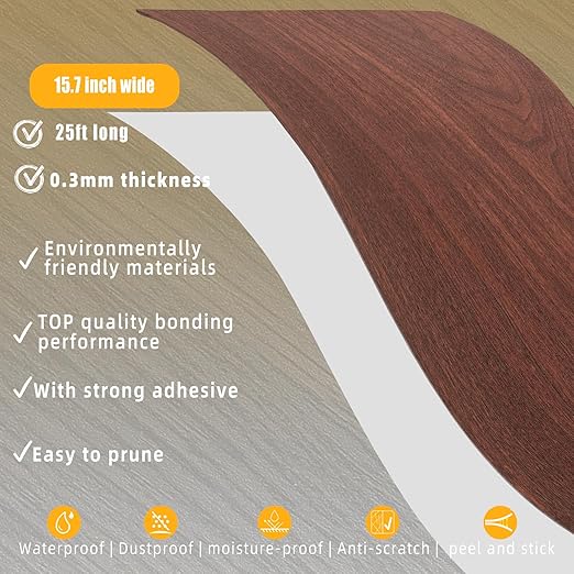 GSCIT Club Wood Grain Repair Tape, 15.7 inch X 25ft Self Adhesive Cherry Grain Repair Patch for Tables, Chairs, Baseboards, Doors, Windows, Floors, Handicraft DIY.