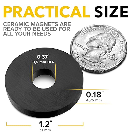 Heavy Duty Ring Magnets - Ultra Strong 1.2" Magnets with Holes for DIY & Crafts - Space Organization Set for Home, Kitchen, Workshop (40 pcs)