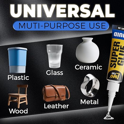 12×3g Mini Super Glue Clear Liquid, All Purpose Single Use Superglue Heavy Duty Strong for Plastic Ceramic Glass Metal Repair, Instant Cyanoacrylate Adhesive Bonding Wood Miniatures 3D Print