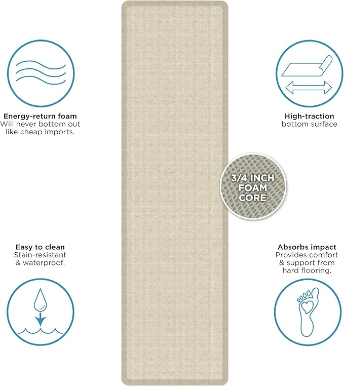 GelPro Decorative Foam Floor Mat, 30" x 108", Tweed Antique White