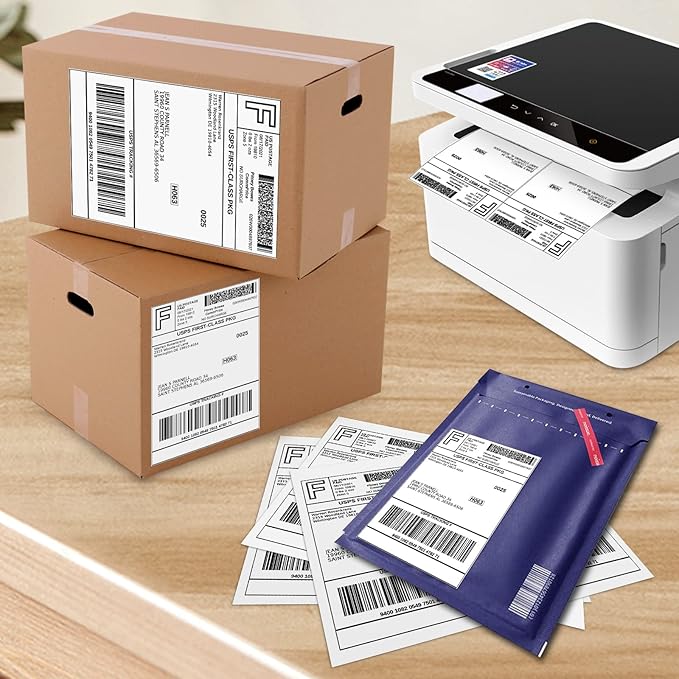 Half Page Self Adhesive Shipping Labesl, 8.5" x 5.5" Labels Compatible Laser & Inkjet Printers 2 Label Per Sheet (2000 sheets-4000 Label)