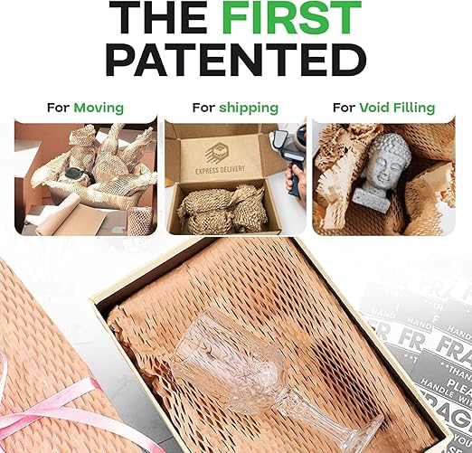 IDL Packaging 15" x 1400' Refill Roll (Pack of 2) for MP-1400USN HexcelWrap Honeycomb Packing Paper Station, Brown - Protective Kraft Paper with Interlocking Slit Design for Shipping