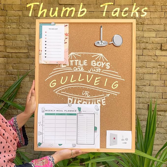 Gullveig Silver Push Pins and Thumb Tacks: Heavy Duty Flat Upholstery, Long Carpet Tacks, and Decorative Nails for Wood and Fabric, 50 Count