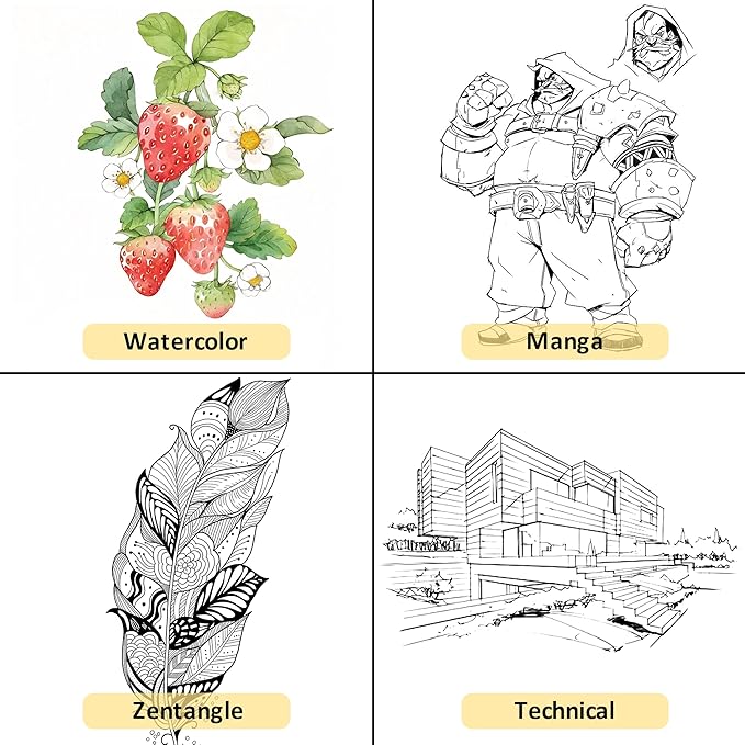 12+1 Fineliner Drawing Art Pens, Black Waterproof Pigment Ink Set for Artists, Sketching, Manga, Watercolor, Calligraphy, and Detail Outlining Archival Quality Inking Markers