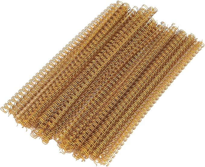 3 to 1 Pitch Twin Loop Wire Binding Spines, 3/8 Inch Book Binder Combs, 100 Pack Spiral Binding Coils for Booking Binder Machine, Students and Coworkers (60 Sheet Capacity,Gold)