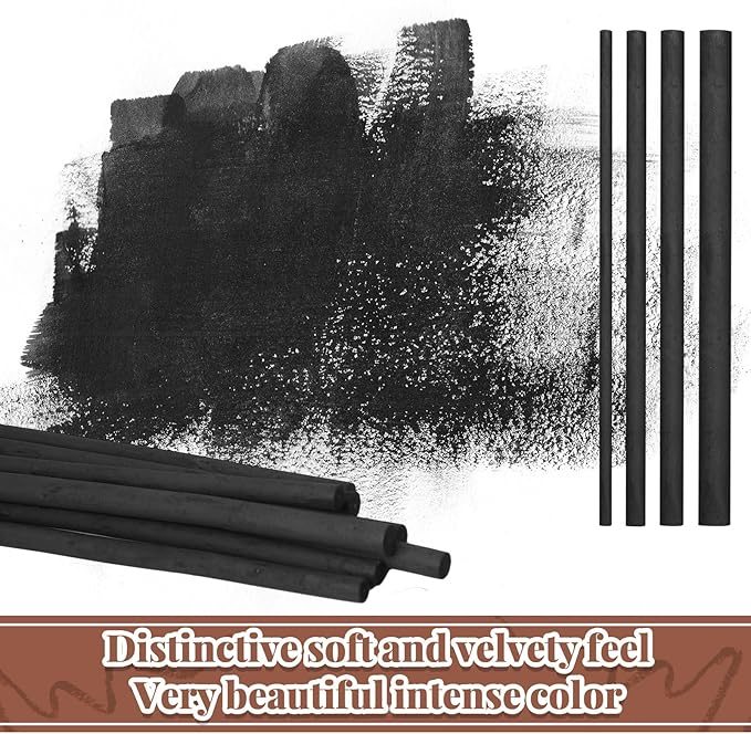 Gueevin 60 Pcs Willow Charcoal Sticks, Willow Charcoal, Artists, Beginners, Students, Perfect for Sketching, Drawing, Shading, and Fine Art (2-4mm，4-5mm，5-7mm，7-9mm)