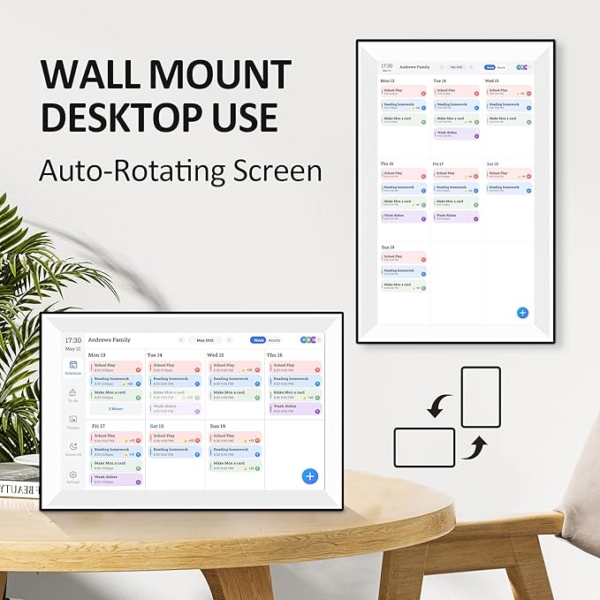 15.6 Inch Digital Calendar Chore Chart, Digital Picture frame,Smart Touchscreen Wall & Desk Electronic Calendar Family Planner for Seamless Scheduling/Organizing