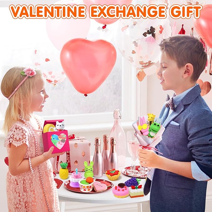 140 Pack Animal Erasers for Kids 3D Puzzle Mini Pencil Eraser Bulk Desk Pets Treasure Box Toy for Classroom School Prize Kids Party Favors Back to School Supplies Random