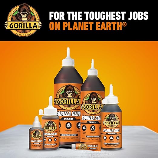 Gorilla Original Gorilla Glue, Brown, Waterproof Polyurethane Glue, 8 Ounce (Pack of 1) - Expands Into Materials, All Purpose