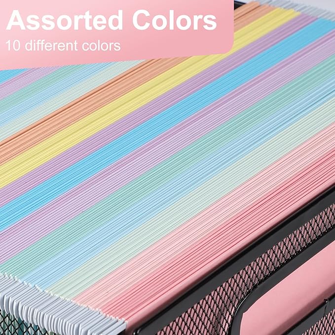 Hanging File Folders, 50 Pack Letter Size Hanging File folders with 1/5-cut Tabs, Stay Organized for Your Home and Office Bulk File, Documents and Paper, Macaron 10 Colors