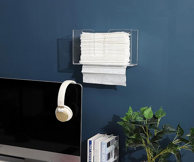 IEEK Paper Towel Dispenser Wall Mount Acrylic Paper Towel Holder for Bathroom Office and Kitchen,Hand Towel Dispenser Fits Multi-Fold Paper Towel,C-Fold, Zfold,Tri fold Paper Towels,Clear
