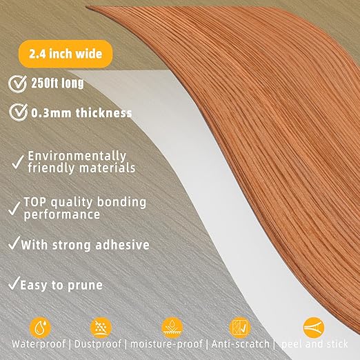 GSCIT Club Wood Grain Repair Tape, 2.4 inch X 250ft Self Adhesive Red Oak Grain Repair Patch for Tables, Chairs, Baseboards, Doors, Windows, Floors, Handicraft DIY.