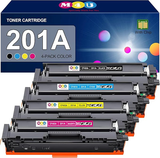 201A Toner Cartridges 4 Pack(with Chip) Comaptible with 201A Toner Cartridges, Works for Color Pro MFP M277dw M277c6 M252dw M252n M252 M277 M277n Ink Printer (Black Cyan Yellow Magenta)