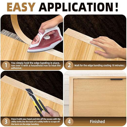 GSCIT Club Birch Edge Banding, 7/8 inch x 250ft roll of Veneer Edge Banding -Pre-glued Flexible, Real Wood Tape Banding for Cabinet Repair Furniture Restoration