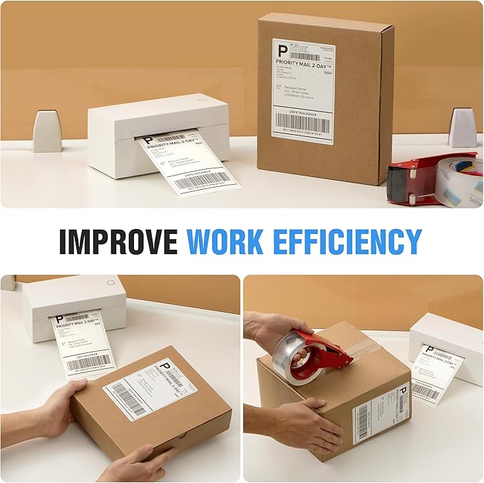 4x6 Thermal Labels Fanfold 500-Pack Crisp Prints Thermal Shipping Labels 4x6 Commercial Grade Thermal Printer Paper with Perforated, 1 Stack