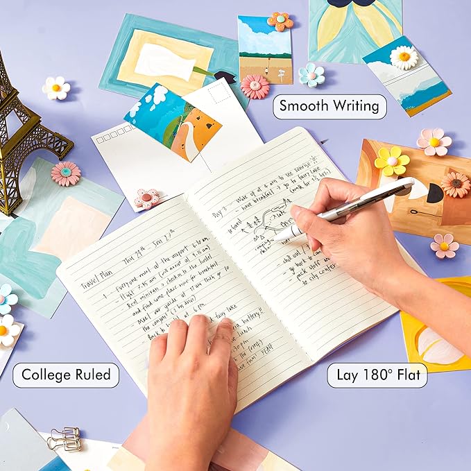 16 Pack Soft Cover Journal Bulk, Feela Lined Notebooks College Ruled for Work for Women Girl Writing, Blank Travel Journal Note Taking Notebook School Business Supplies, 8.2” x 5.5”, A5, Light Purple