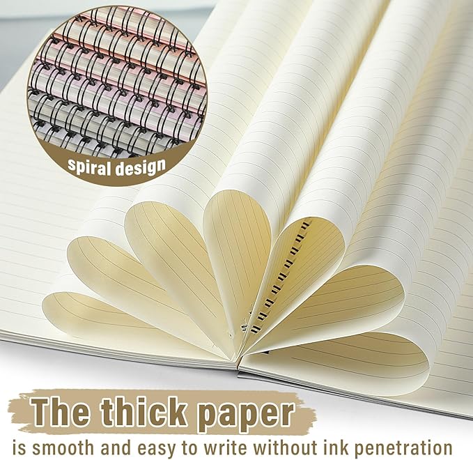 Fuutreo 12 Pcs Spiral Notebook for Work A5 8.3 x 5.7 Inch College Ruled Spiral Journal Notebook Kraft Cover Notebook Ruled Paper, 12 Color, 60 Sheets, 120 Pages for Office School (Vibrant Color)