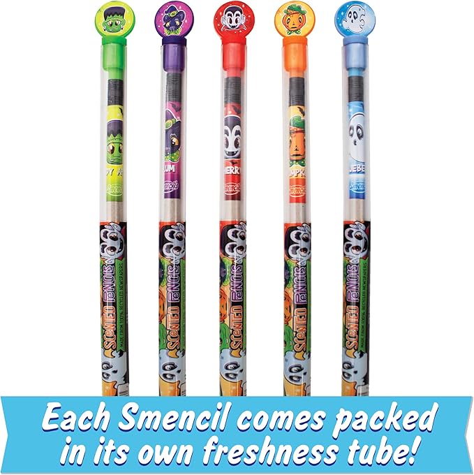 Halloween Smencils Cylinder - HB #2 Scented Smelly Pencils, 50 Count - Gifts for Kids, Party Favors, Classroom Rewards