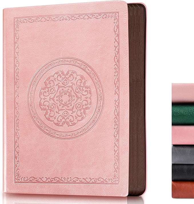 2025 Leather Vintage Journal Notebook,300 Pages,Leather Softcover Lined Journal Notebooks for Women Men,Notebook Journals for Writing Travel,Business,Office,Rose Gold Pink