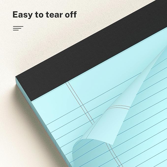 300 Sheets Blue Legal Pads 8.5 x 11 College Ruled Paper 6-Pack Note Pads Narrow Ruled 50 Sheets per Notepad Perforated Writing Pad Durable Sturdy Back 8x11 Pads of Paper