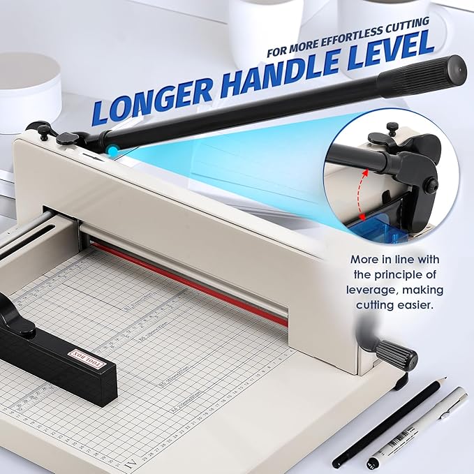 Heavy Duty A4 Paper Cutter 400 Sheet Thickness Cutting Capacity, 12 Inch Stack Guillotine Paper Cutter with 1 Replacement Blade, Stack Trimmer Suitable for Paper Leather Cardboard Nonwoven