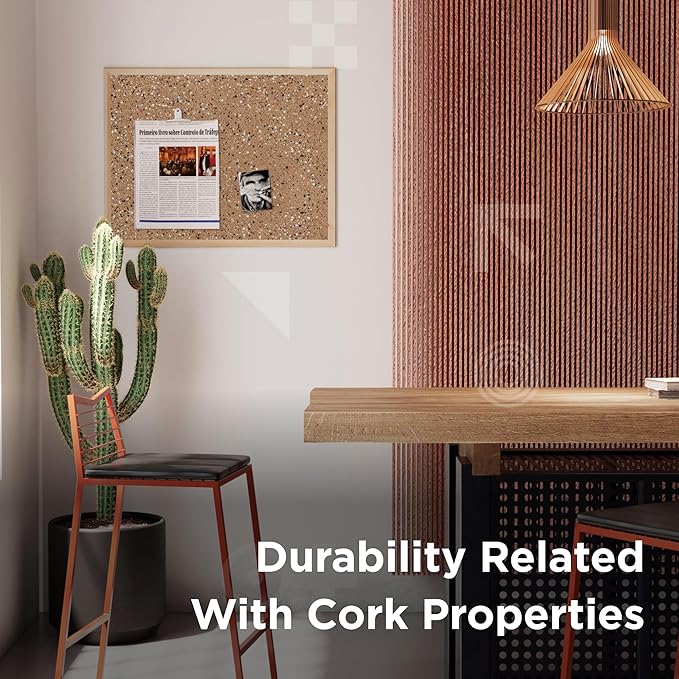 Go4Cork Framed Cork Bulletin Board - 35.4”x 23.6” | Premium Double-Sided Pine Frame Eco Cork Memoboard | Office, Home & Classroom Organization Decor | Pushpins & Set Up Accessories Included