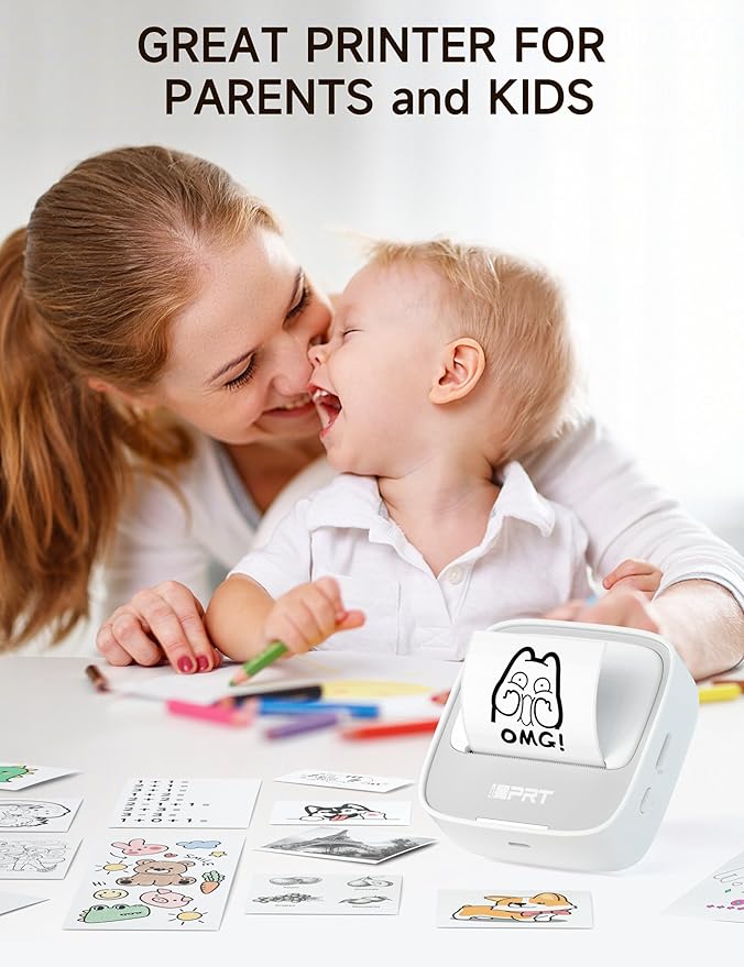iDPRT Portable Sticker Maker Machine with 1 Roll Sticker Paper, Mini Printer Efficiently and Quickly, Thermal Printer for Study Notes, Pictures, DIY, Label, Free App with Multiple Templates, Grey