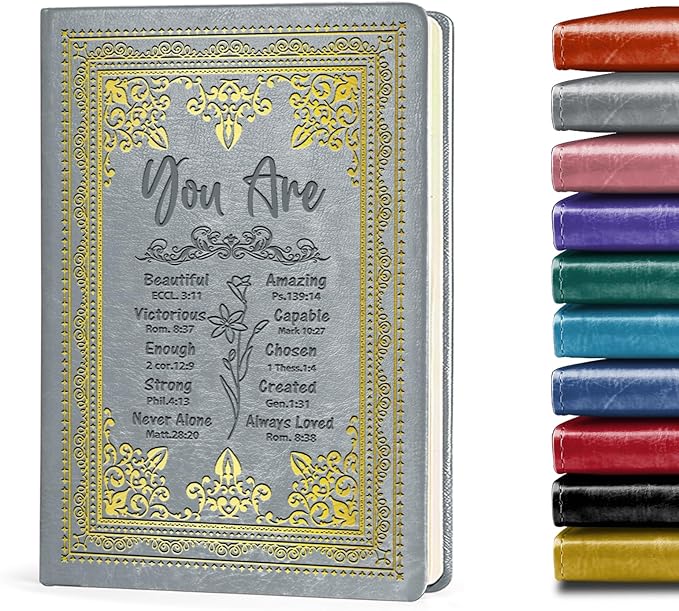 Grey A5 Lined Leather Journal Notebook,Inspirational Christian Gifts Hardcover Executive Notebooks for Men Women,200 Pages 100 Gsm Thick Ruled Paper Daily Diary for School,Family ,Friends,Work (You Beautiful Grey)