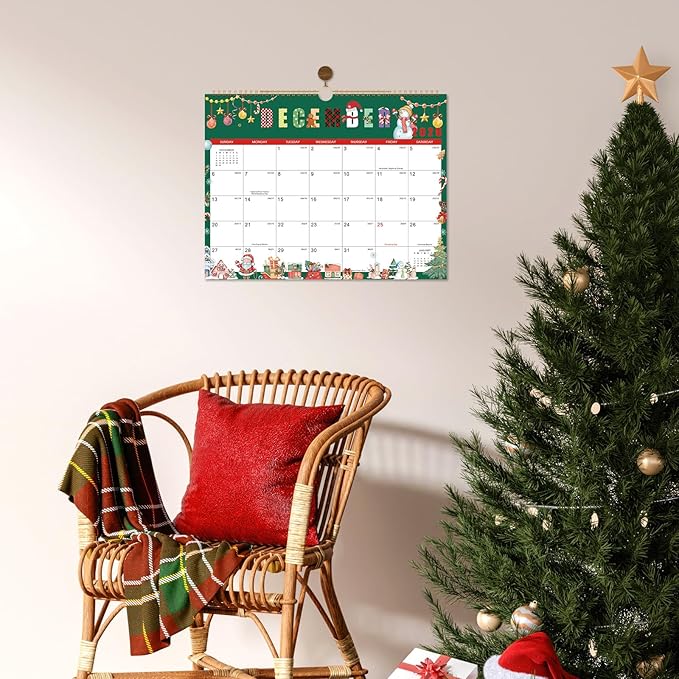 2026 Calendar - 2026 Wall Calendar, Jan. 2026 - Dec. 2026, 14.6'' x 11.4", 12 Months Hanging Monthly Calendar 2026, Holidays, Large Block, Twin-Wire Binding- 12 Different Themes