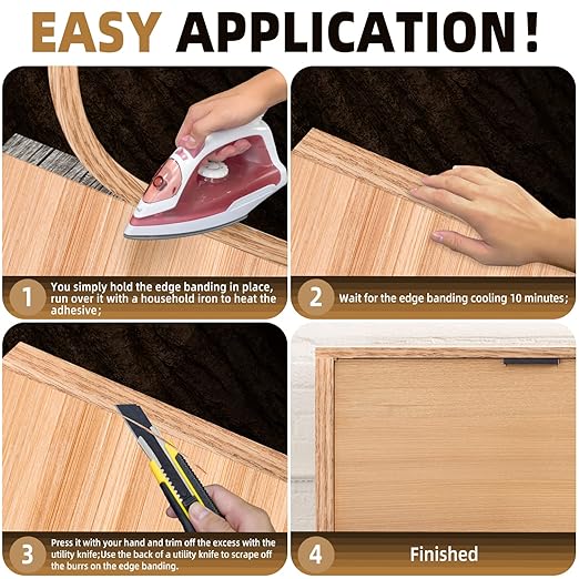 GSCIT Club Red Oak Edge Banding, 7/8 inch x 500ft roll of Veneer Edge Banding Pre-glued Flexible, Wood Tape Banding for Cabinet Repair Furniture