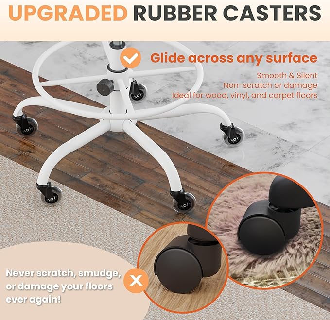 HYLONE Drafting Chair Tall Office, Ergonomic Standing Desk Stool Adjustable Drafting Chair Big Tall Drafting Office Chair Blue