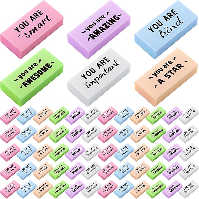 180 Pcs Inspirational Erasers for Kids Christian Pencil Erasers Bulk, Back-to-School Gifts Motivational and Cute Supplies for Students Classrooms, Drawing(Macaron,Motivational)