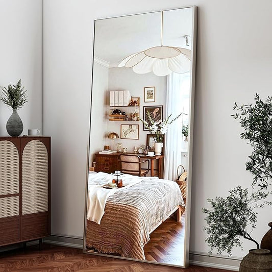 26"x71" Full Length Mirror, Adjustable Standing/Wall Mounted Floor Mirror for Bedroom, Living Room, Entryway, Large Silver Leaning Mirror with Shatterproof Glass