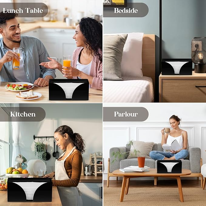 4Pack Paper Towel Dispenser Countertop Black Acrylic Paper Towel Holder for Bathroom Folded Clear Trifold Napkin Holder for Z-fold, C-fold, MultiFold Trifold - Home Kitchen