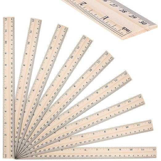 40 Pack Wooden Ruler 12 Inch, Rulers Bulk Wood Measuring Ruler for Students Teachers Classroom,2 Scale
