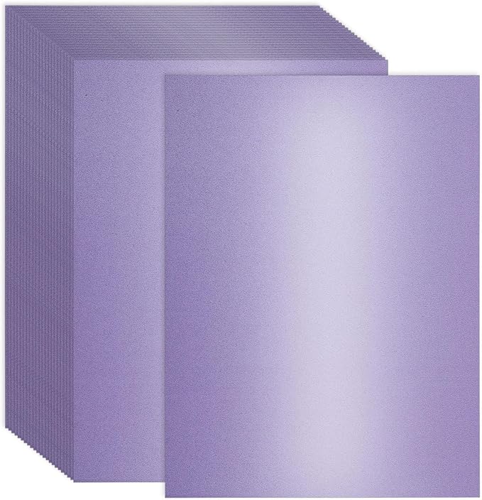 120 Sheets Purple Shimmer Cardstock 8.5 x 11 Inch Metallic Paper, 250gsm/92lb Double Sided Card Stock Pearlescent Paper for Invitations, Certificates, Crafts, DIY Cards
