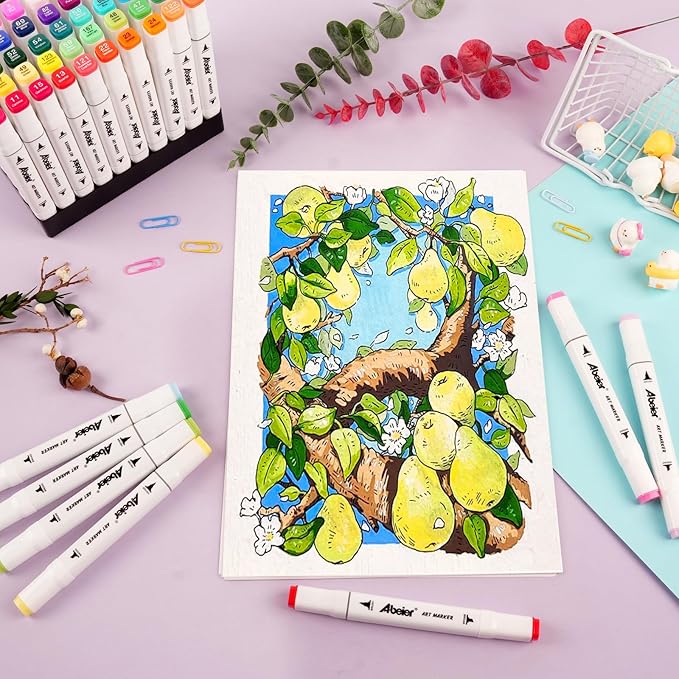 120 Colors Alcohol Markers Set with Dual Tip, Alcohol-Based Art Markers for Kids Adults Students, Vibrant Blendable Colors, Premium Portable Case, Ideal Gift for Artists & Beginners