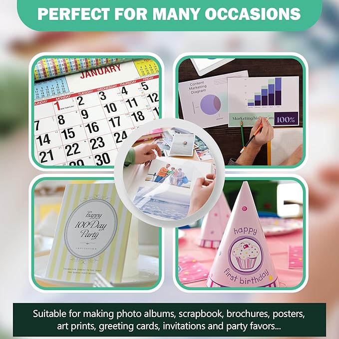 Glossy Photo Paper 4x6, 5x7, 8.5x11, 60 Variety Pack Bulk, Assorted Sizes, Inkjet printer, 52lb/200gsm