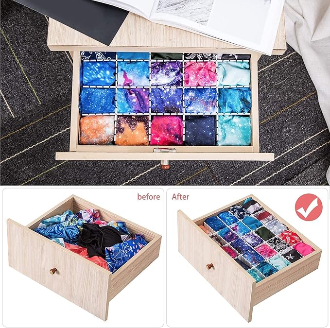 40Pcs Drawer Dividers, Adjustable Drawer Organizer for Socks, Underwear, Makeup, Can Help Tidy Kitchen, Bedroom, Dresser Black