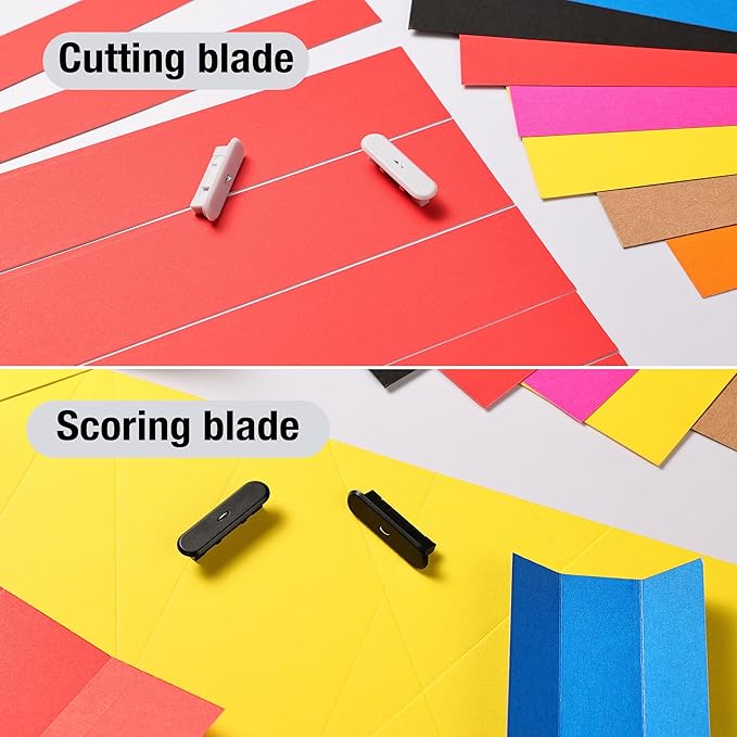 4-Pack Trimmer Replacement Blades for Fiskars Paper Trimmer, Replacement Blade for All Series of Fiskars/Portable&Precision Trimmer,Arts and Crafts,3 Cutting&1 Scoring Blades,a Slider,Blue