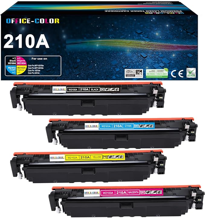 210A Toner Cartridge 4 Pack Replacement for HP 210A Works with HP Color Laser Pro MFP 4301fdw 4301fdn Pro 4201dw 4201dn Printer Ink (Black,Cyan,Yellow,Magenta)