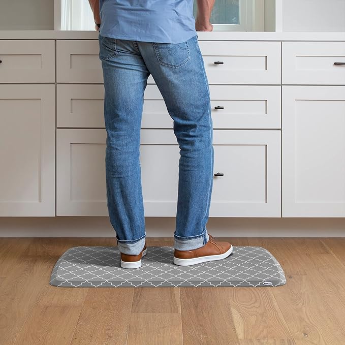 GelPro Elite Premier Anti-Fatigue Kitchen Comfort Floor Mat, 20x36", Trellis Classic Grey