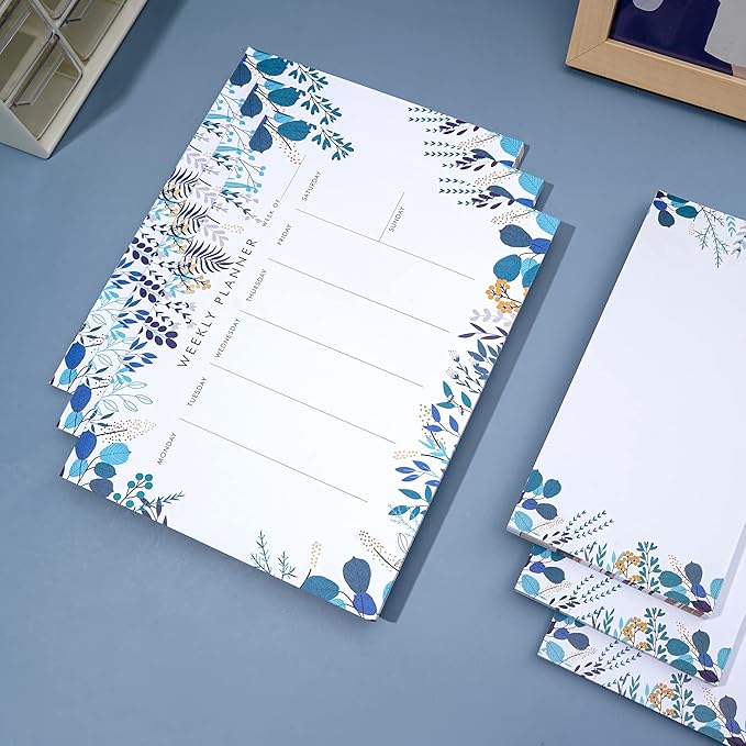 3 Pack Weekly Planner Notepad Tear Off 52 Undated Weekly Calendar Sheets To Do List Notepad Desk Planner Planning Pads Productivity Tracker for Work Goals Notes Schedule Ideas, Blue