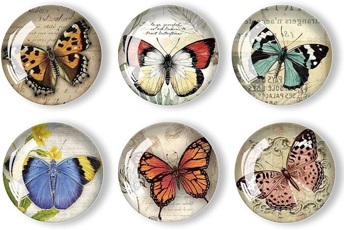 12Pcs Glass Refrigerator Magnet Fridge Sticker,Butterfly Fridge Magnets Decoration for Crafts,Strong Fridge Magnets for Kitchen, School,Office Whiteboard, Cabinet and Dishwasher